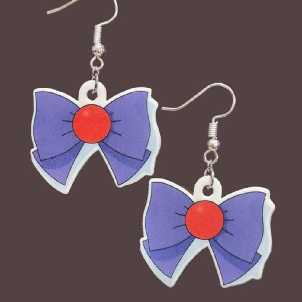 Sailor Moon Sailor Mars Bow Earrings-Posts-Gold
